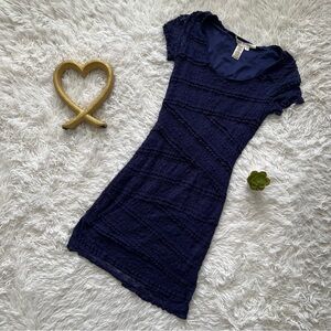 Max Studio Blue Bodycon Mini Dress with Puff Cap Sleeves